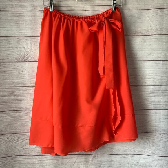 Bright Coral Pink Swimsuit Cover Up Skirt Elastic Tie Waist Size XXL - Picture 1 of 16